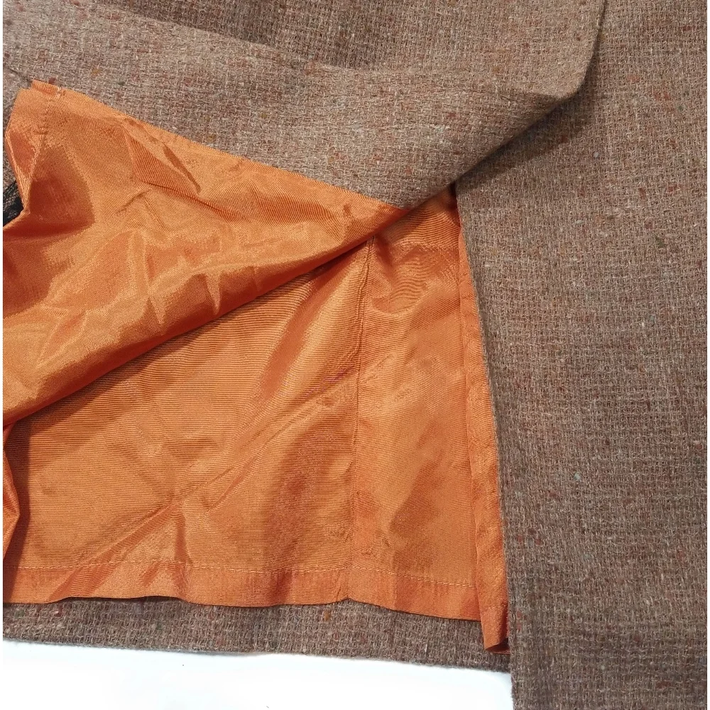 Vintage Womens 100% Wool Rust Midi Skirt with Front Slit Size 10 - Picture 4 of 7
